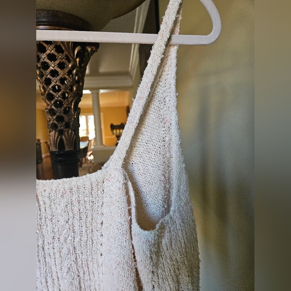 NWOT Anthropologie V-neck Pointelle Sweater Tank Ivory/ Multi MarbleLinen - Picture 10 of 14